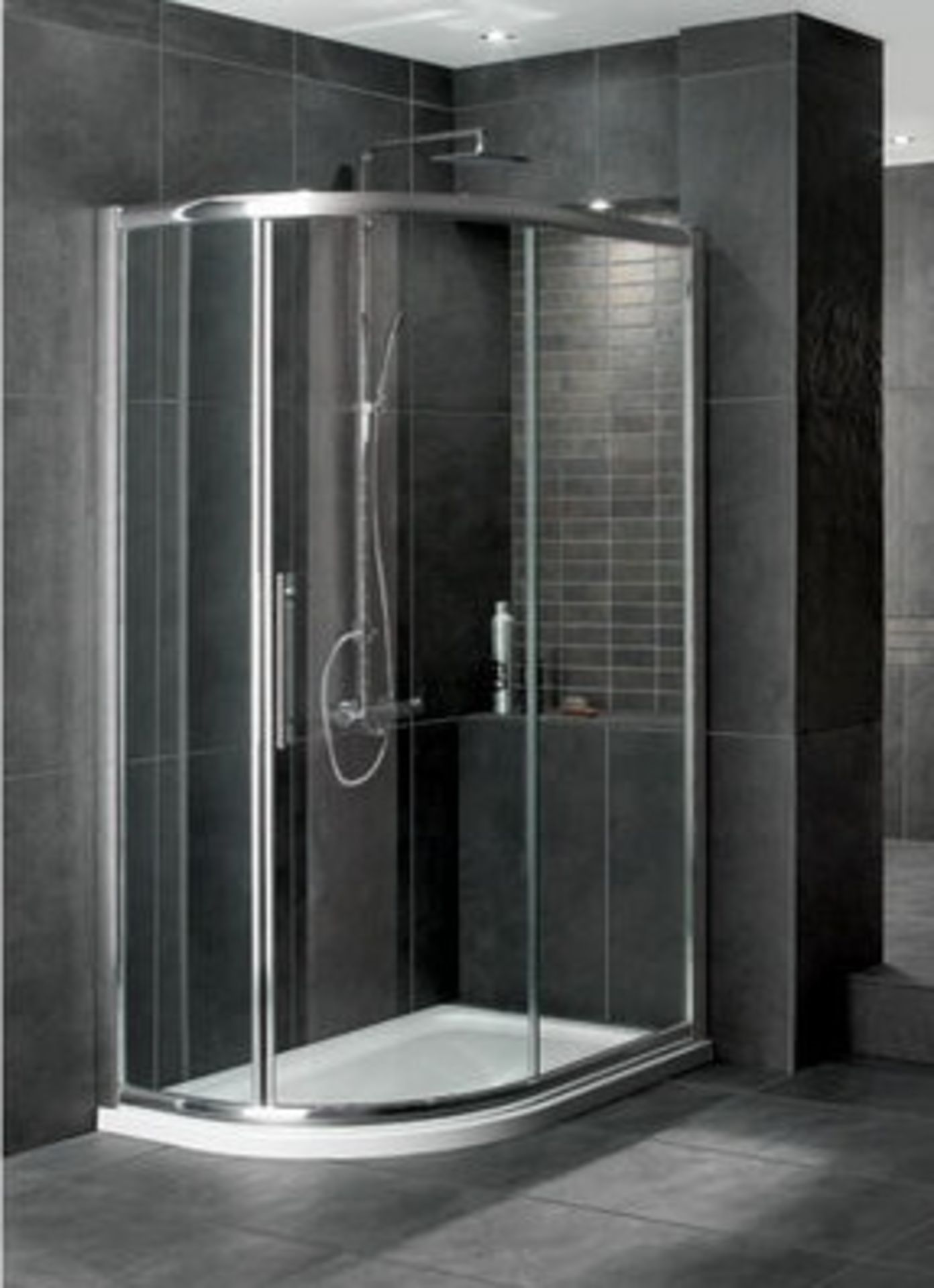 1 x Vogue AQUA LATUS 900x760mm Offset Quadrant Shower Enclosure With Left Hand Slimstone Low Profile