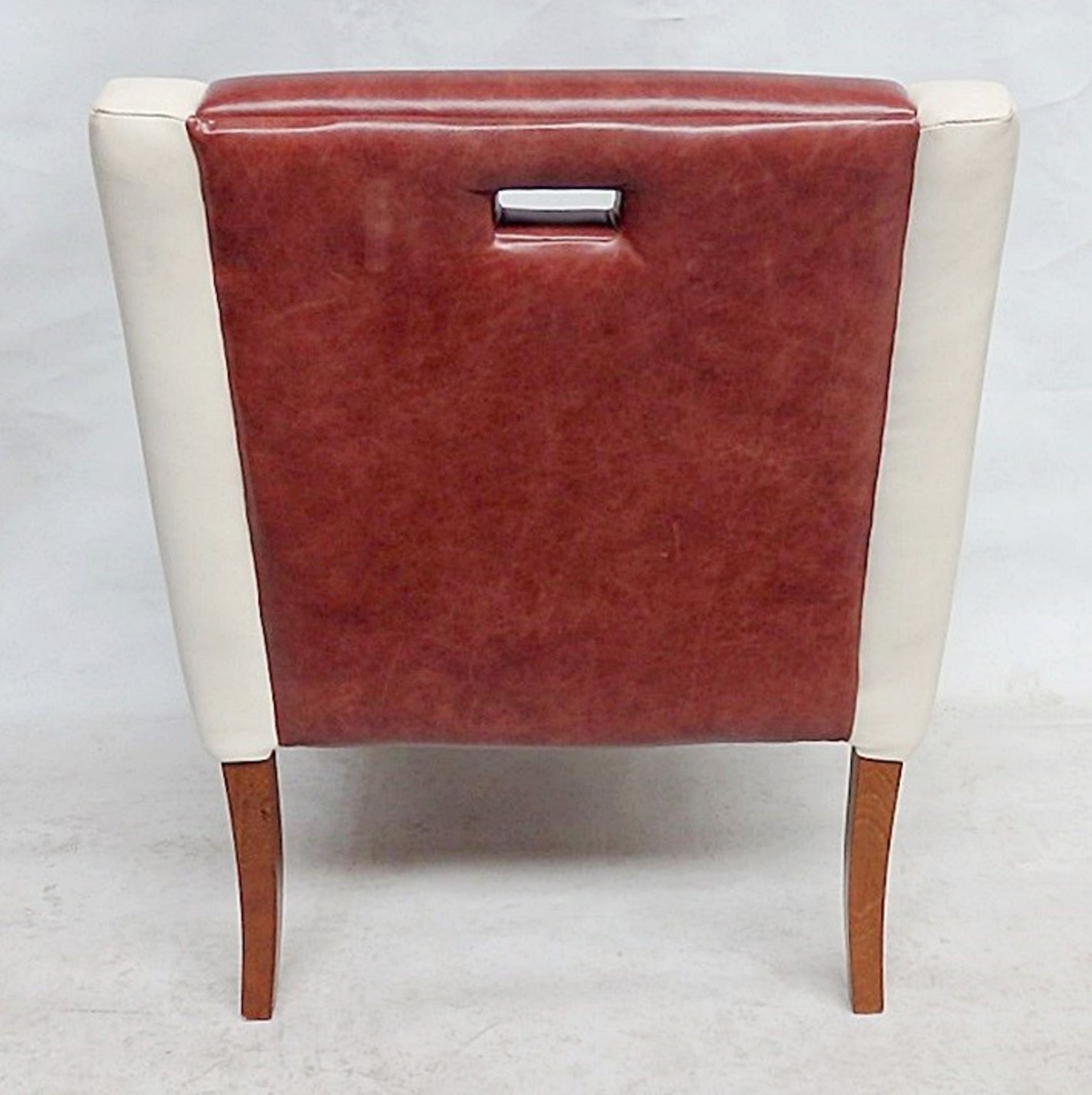 1 x Bespoke Armchair - Upholstered In Cream & Tan Leathers - Handcrafted & Upholstered By British - Image 5 of 8