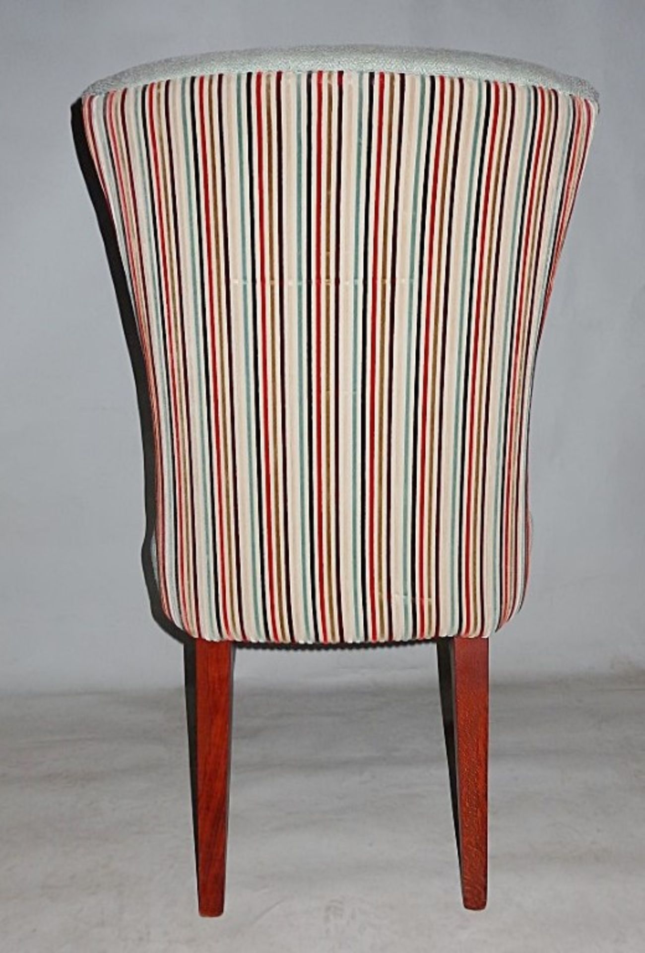 1 x Bespoke Chair - Covered In A Mint Chenille Fabric To The Front, And A Colourful Strioed Chenille - Image 2 of 5