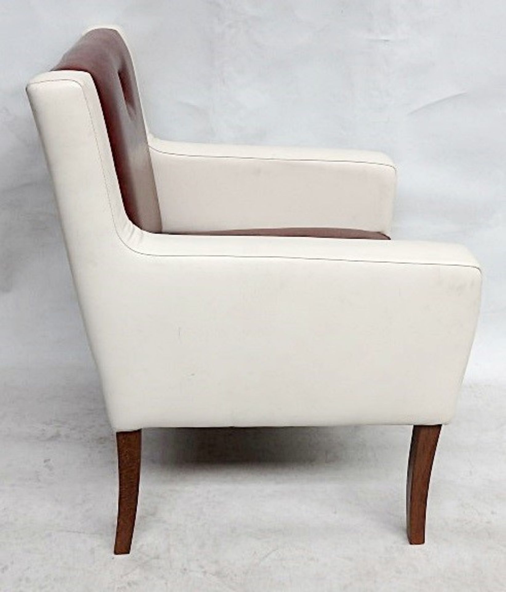 1 x Bespoke Armchair - Upholstered In Cream & Tan Leathers - Handcrafted & Upholstered By British - Image 4 of 8