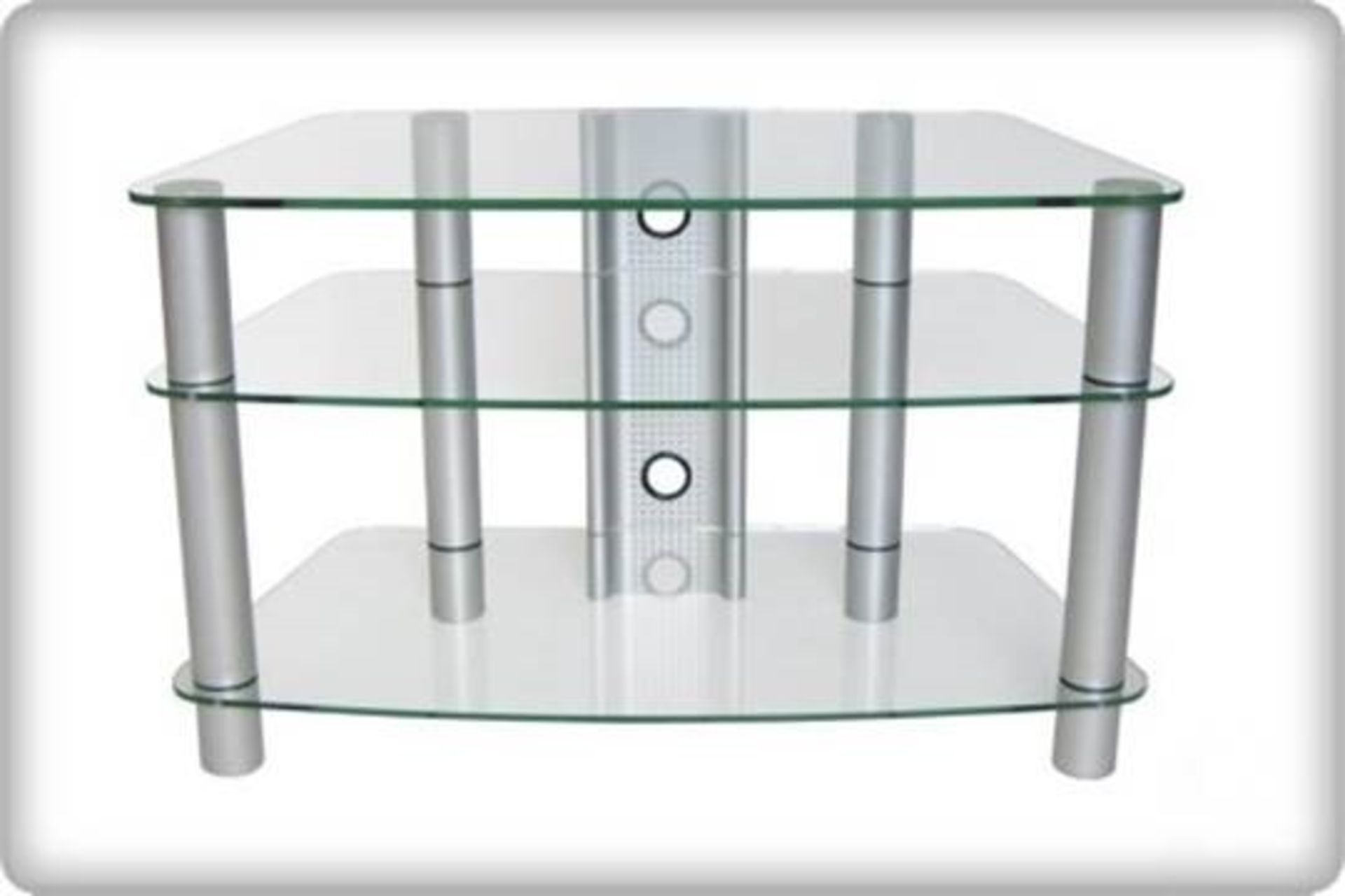 1 x Synergy Clear Glass TV Stand With Chrome Legs - 800mm Wide - For Plasma and LCD Televisions -