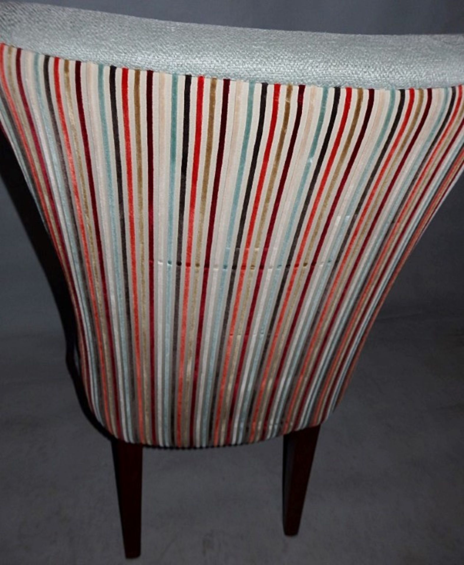 1 x Bespoke Chair - Covered In A Mint Chenille Fabric To The Front, And A Colourful Strioed Chenille - Image 5 of 5
