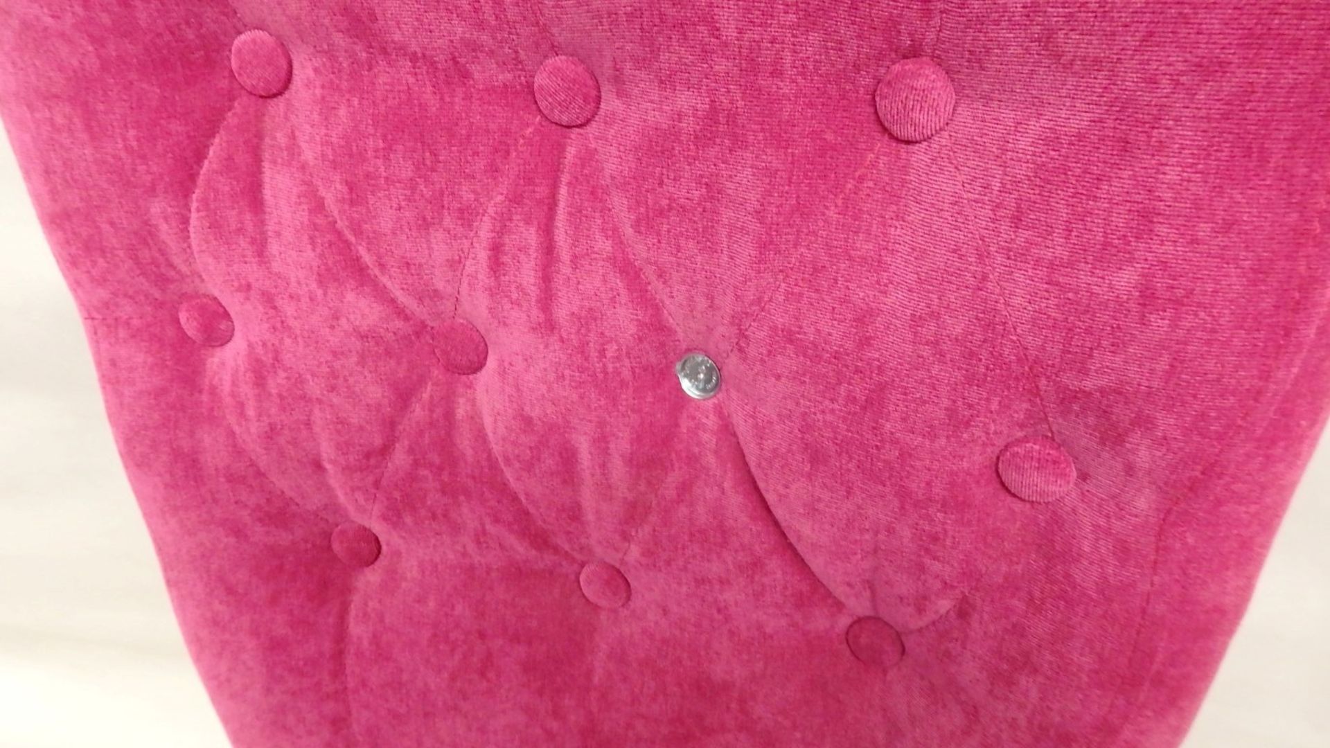 1 x Bespoke Button Back Chair Upholstered In Hot Pink Chenille - Handcrafted & Upholstered By - Image 7 of 8