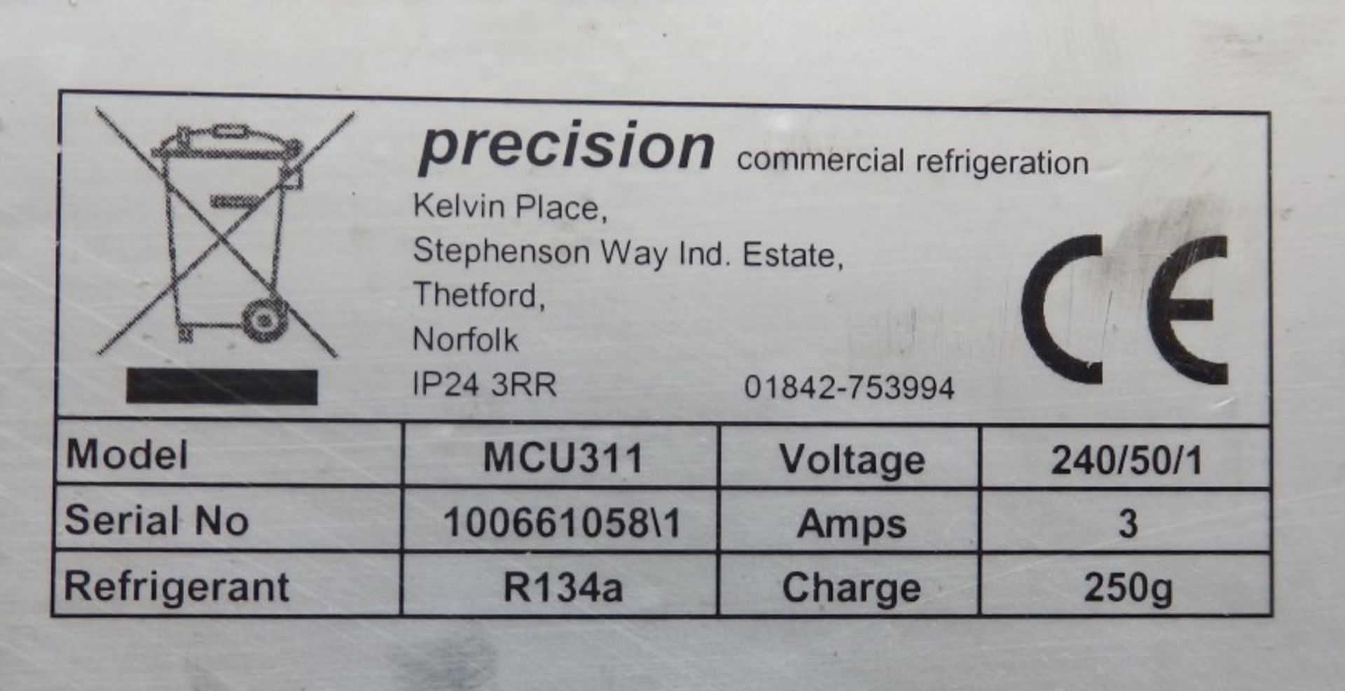 1 x "Precision" Commercial Refrigerator Counter With 3-Door Storage - Model: Gastronorm MCU-311 - - Image 8 of 12