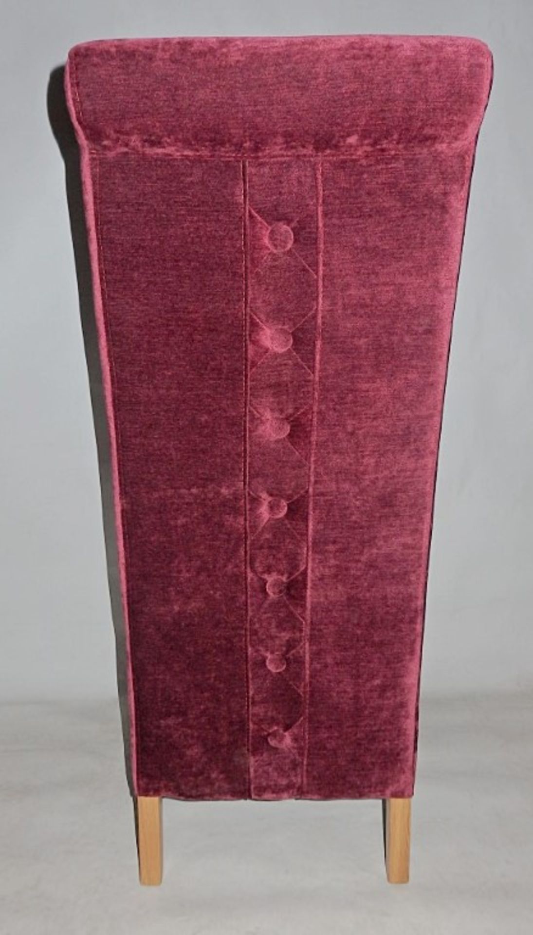 1 x Handcrafted High-back Dining Chair, Finished In A Rich Burgundy Chenille - Built & Upholstered - Image 4 of 4