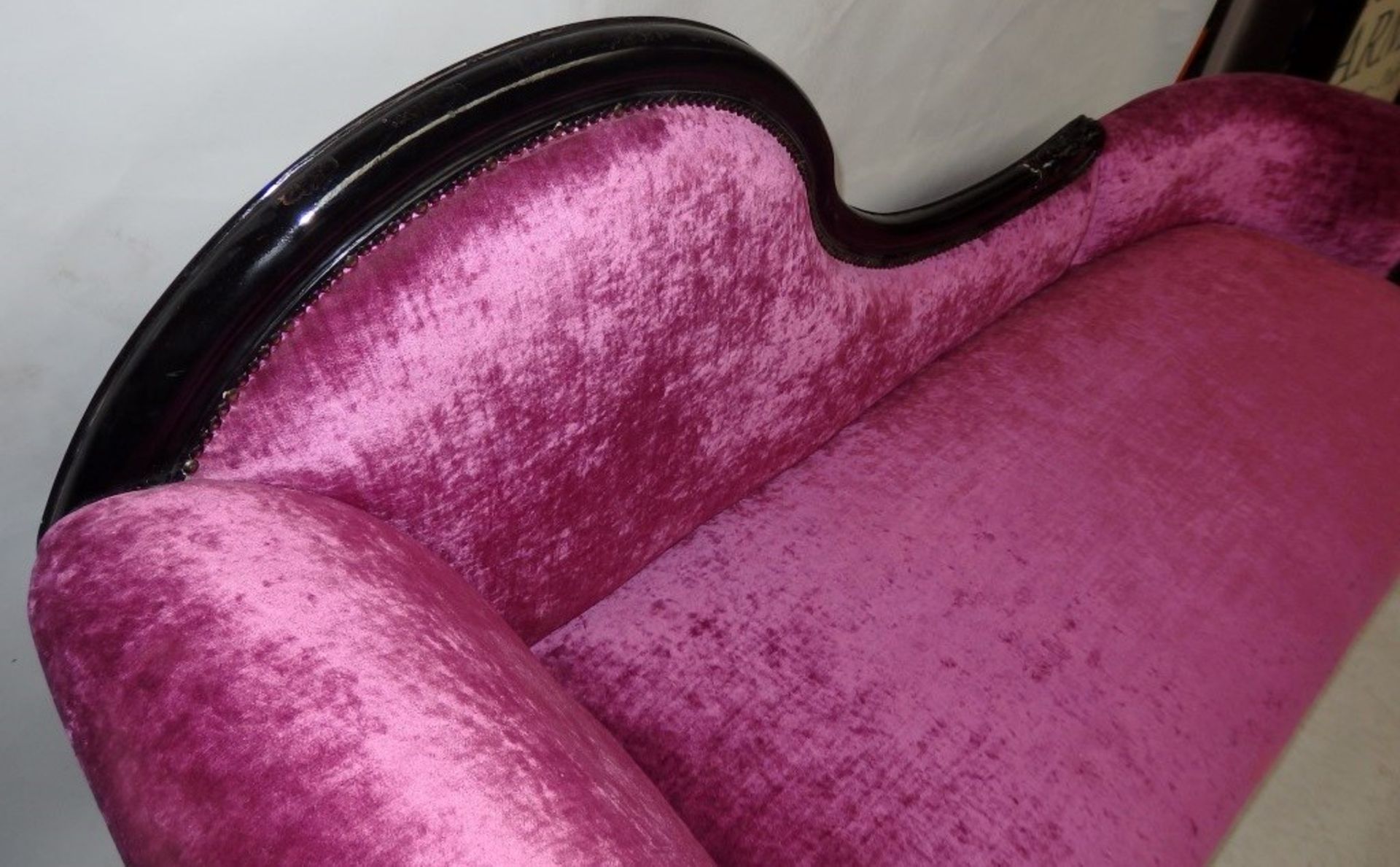 1 x Luxury French Inspired Chais - Colour Black Painted Frame With Magenta Chenille Upholstery - - Image 11 of 12