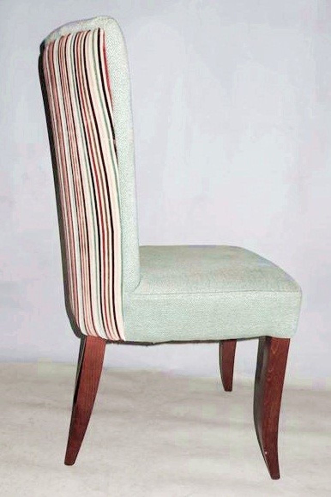 1 x Bespoke Chair - Covered In A Mint Chenille Fabric To The Front, And A Colourful Strioed Chenille