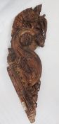 1 x Reclaimed Large Carved Wooden Staircase Newel Posts - Highly Ornate Hand-carved Pieces -