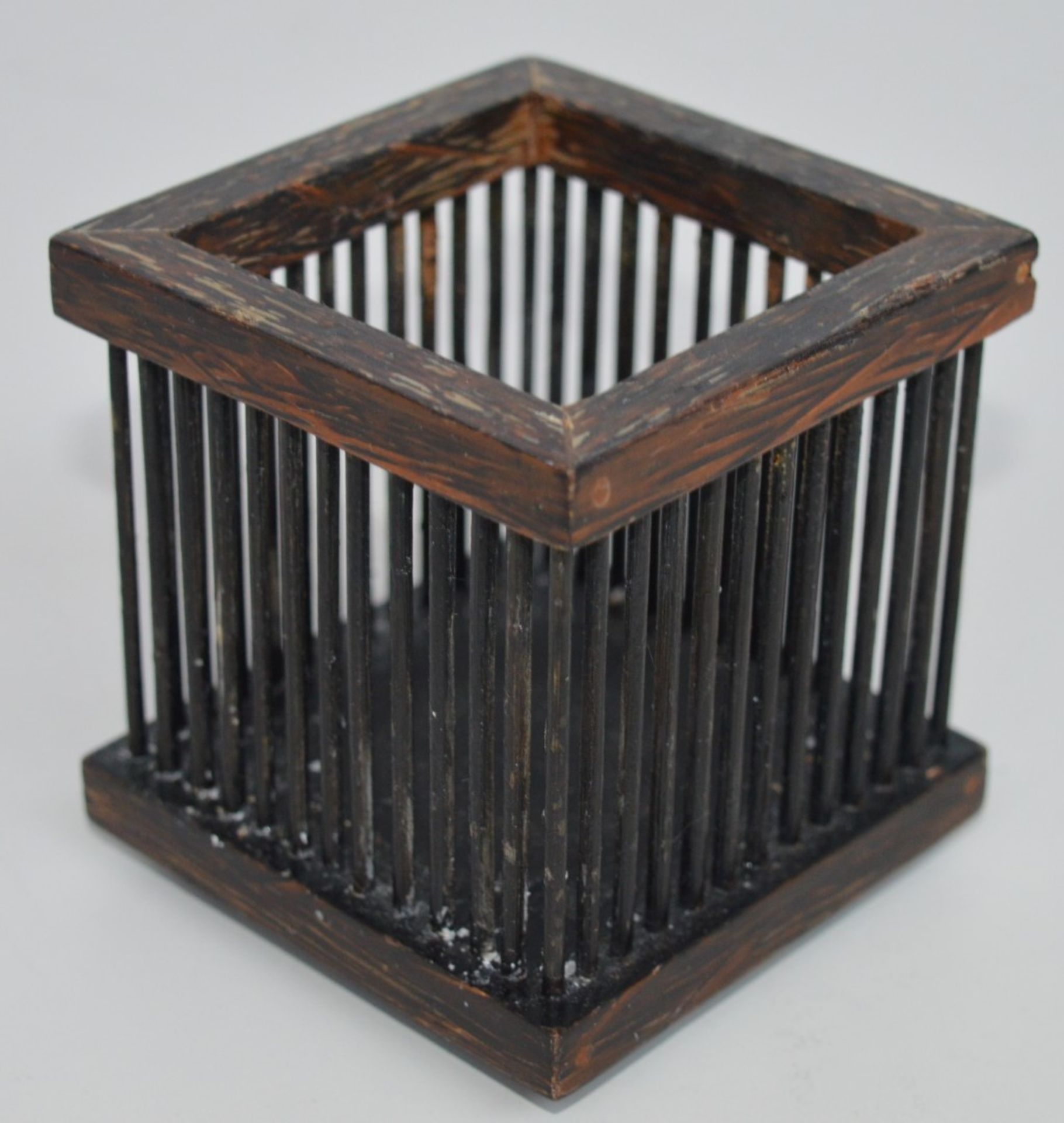 53 x Wooden Candle Holders - Cage Style With Rubber Bases - Ideal For Restaurants etc - Size 8.5x8.