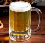 12 x Commercial Paneled Glass Beer Mug (10 oz.) - Made In America - Recently Removed From An