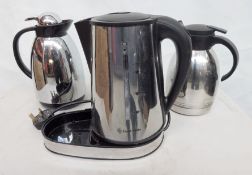 1 x Russel Hobbs Kettle With Base and Two Coffee Serving Jugs - Recently Removed from a Professional