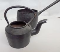 2 x Items Or Antique Kitchenware - Includes Kettle & Long-armed Pan - Both Very Heavy, Sturdy