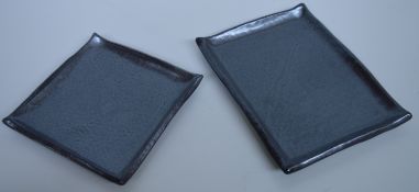5 x Tessa Black Rectangular Plates - Premium Quality Japanese Tableware - CL158 - Includes Two Large