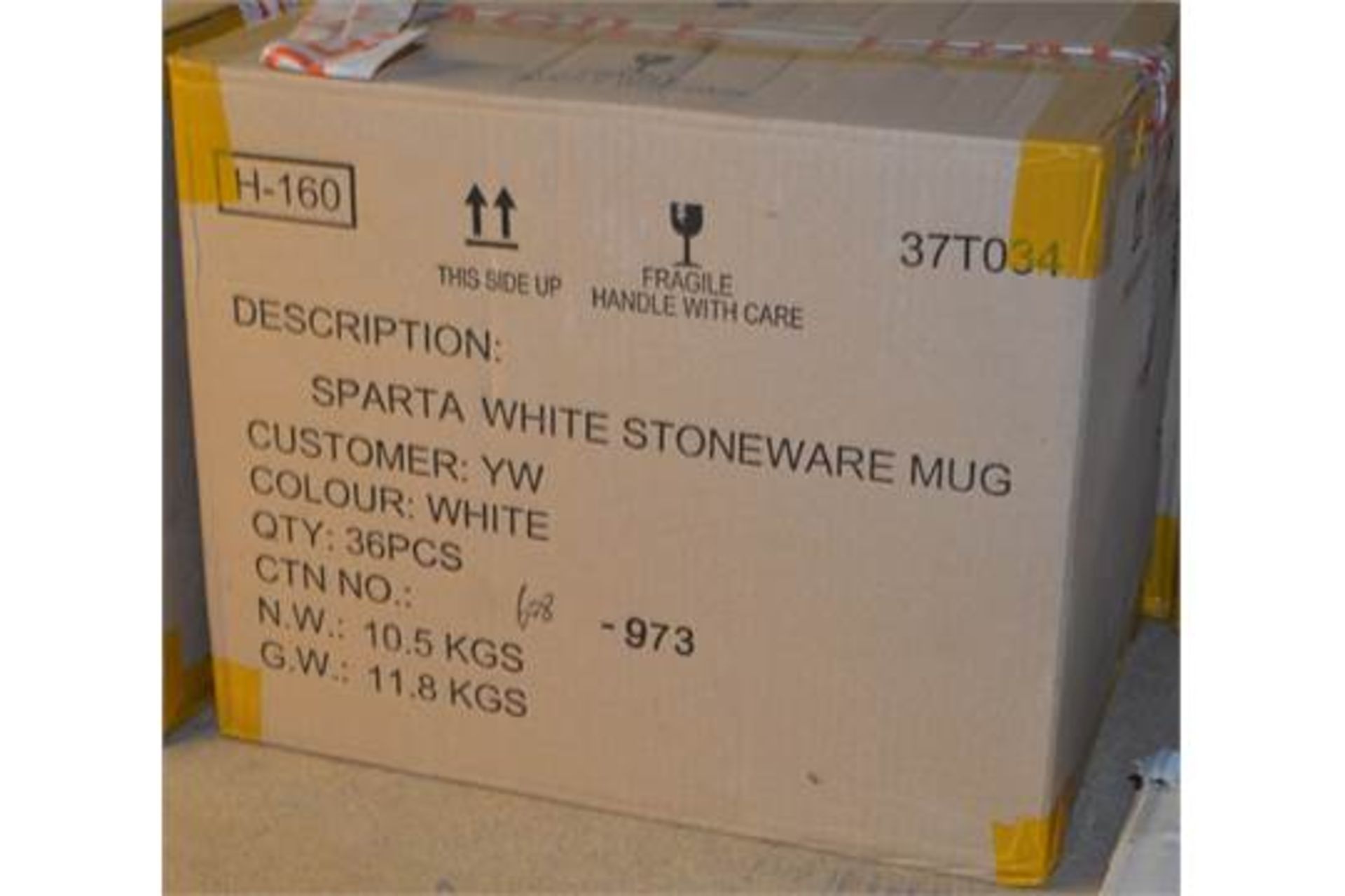 36 x Sparta White Stoneware Coffee Mugs - Branded - New Stock - Full Box of 36 - CL300 - Ref - Image 2 of 3