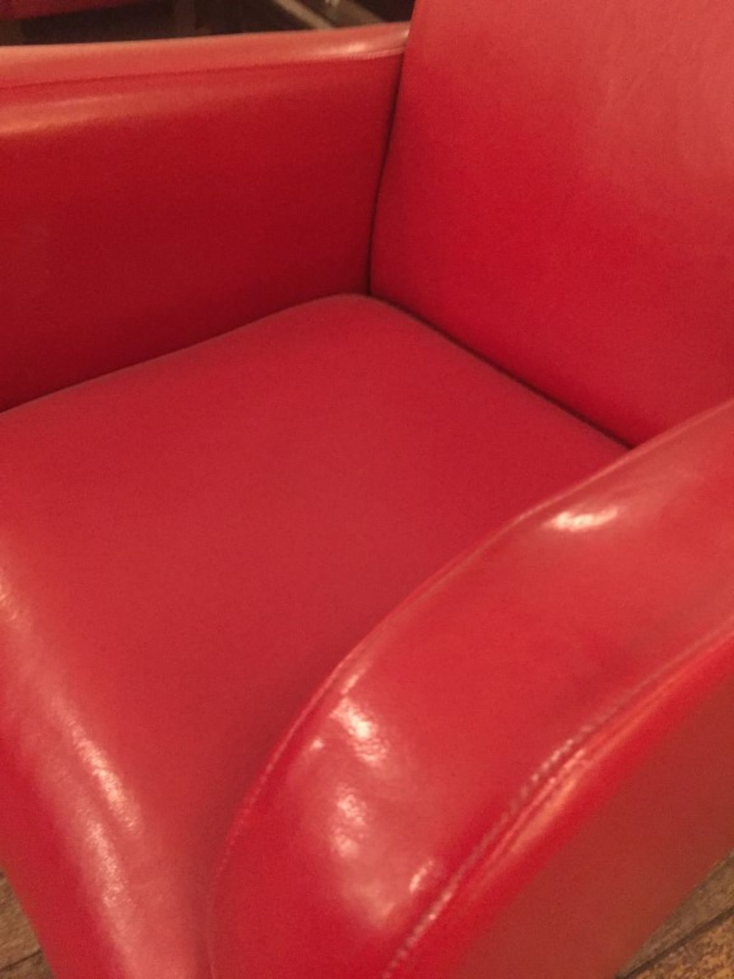 1 x Large Red Faux Leather Armchair - Pre-owned, Supplied In Good Overall Condition - Dimensions: To - Image 2 of 5