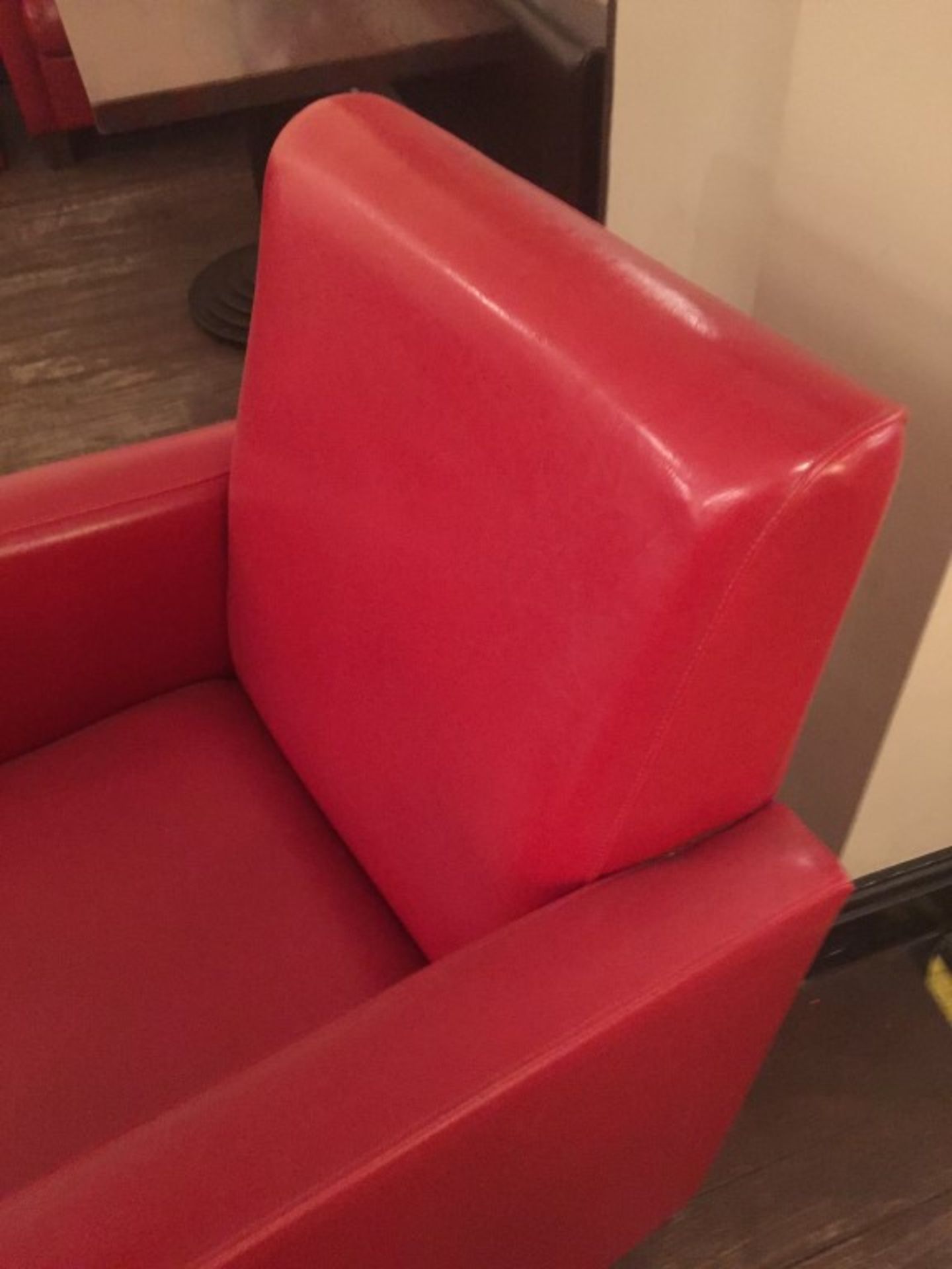 1 x Large Red Faux Leather Armchair - Pre-owned, Supplied In Good Overall Condition - Dimensions: To - Image 4 of 5