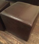 1 x Brown Faux Leather Cube Footstool - Dimensions: 40x40x40cm - Ref: APB016 - City Centre Bar