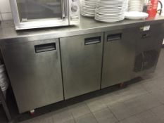 1 x Inomak Commercial Undercounter Refrigeration Unit With 3-Door Storage, And Stainless Steel