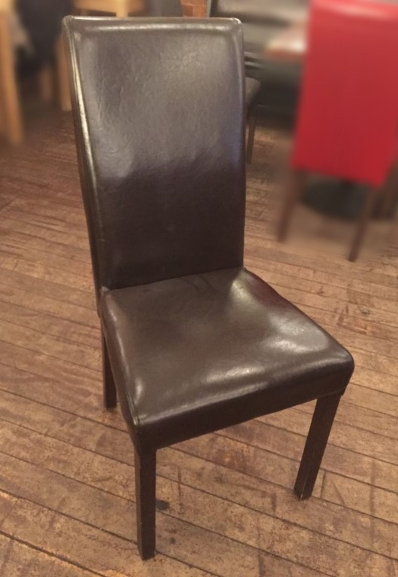4 x Brown Faux Leather Dining Chairs - Seating Dimensions: 47 x 38cm x Height 100cm, Seat Height