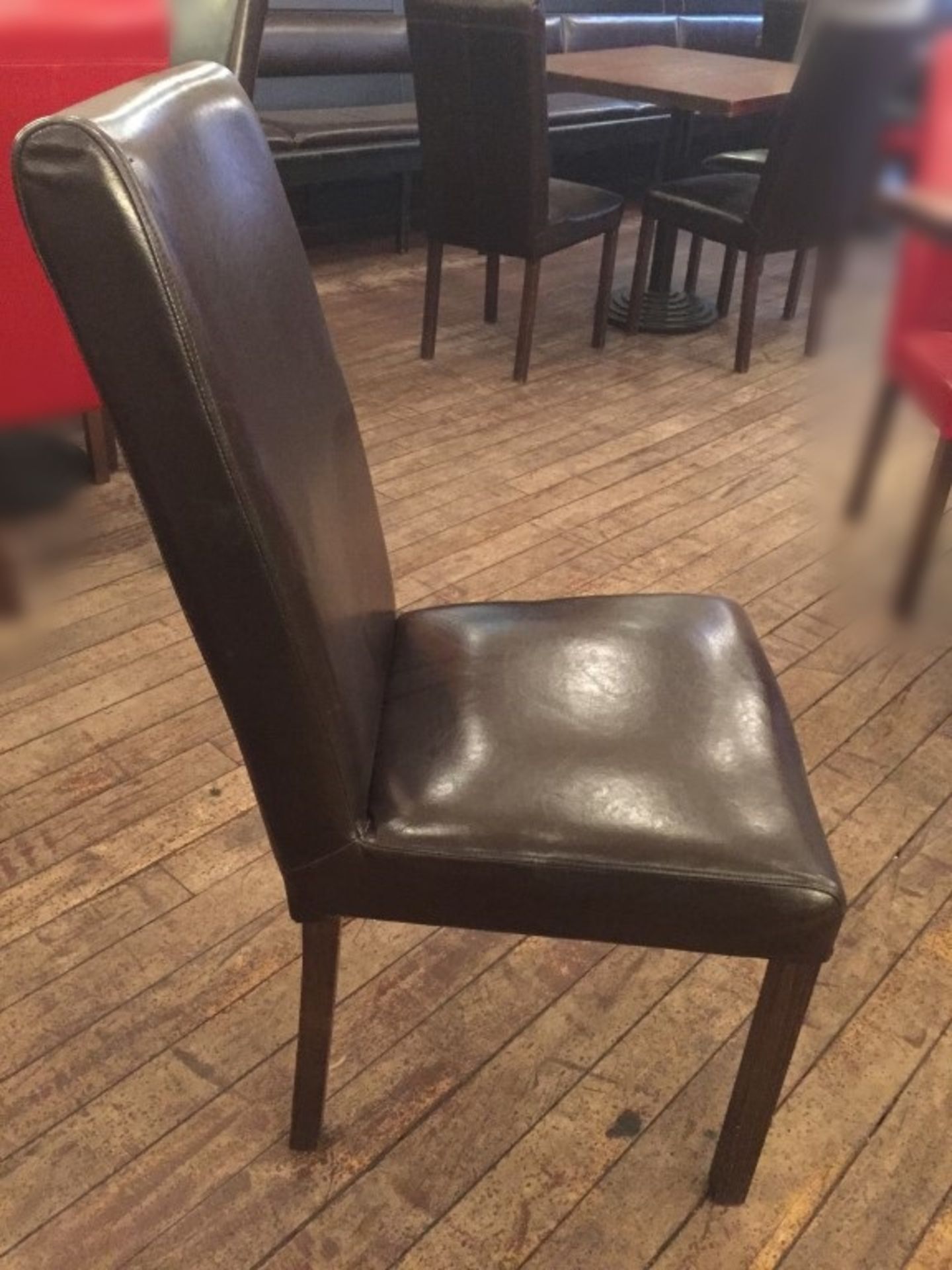 4 x Brown Faux Leather Dining Chairs - Seating Dimensions: 47 x 38cm x Height 100cm, Seat Height - Image 3 of 5