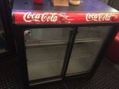 1 x Coca Cola Double Sliding Door Undercounter Drinks Fridge - Dimensions: W91 x D48 x H89cm -