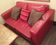 1 x Red Faux Leather 2-Seater Sofa - Dimensions: 160 x 90 x 53cm - Ref: APB018 - City Centre Bar