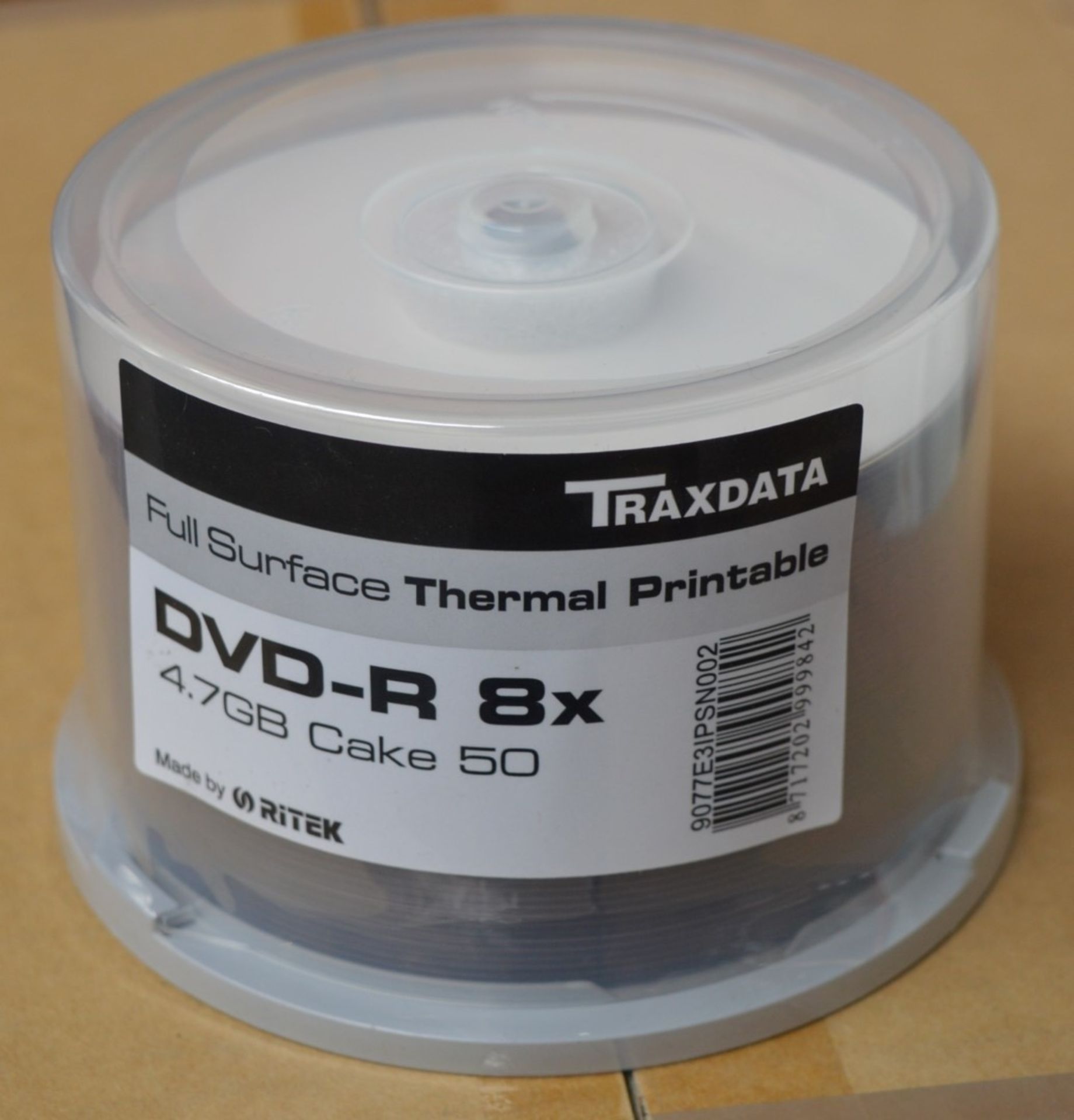150 x Traxdata Full Surface Thermal Printable DVDR 8X Discs - Includes 3 x 4.7gb Cake of 50