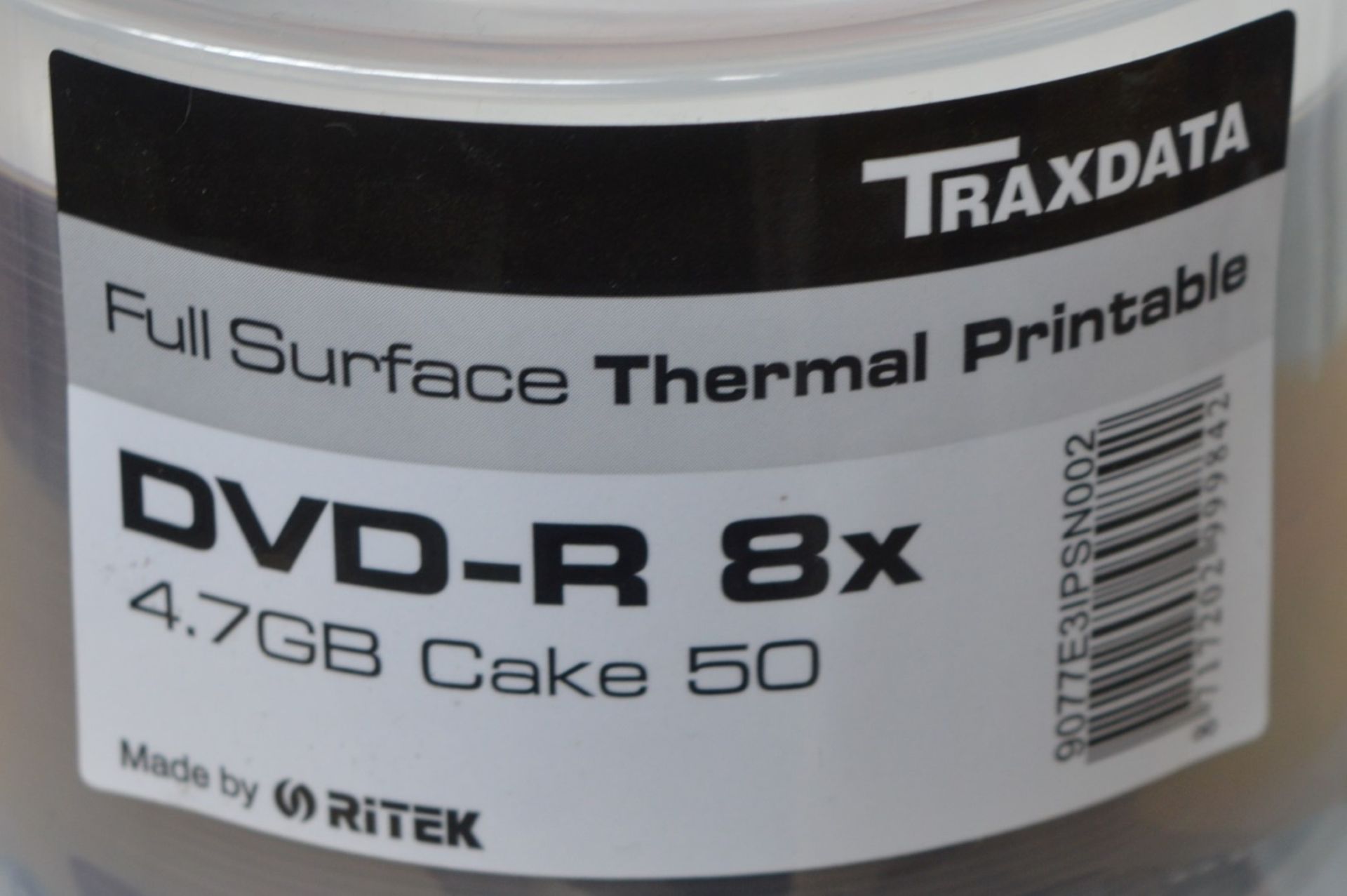 150 x Traxdata Full Surfae Thermal Printable DVDR 8X Discs - Includes 3 x 4.7gb Cake of 50 Discs - - Image 2 of 4