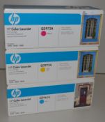 3 x HP Colour Laserjet Toner Cartridges - Magento, Yellow and Cyan - For HP 2550, 2820, 2840