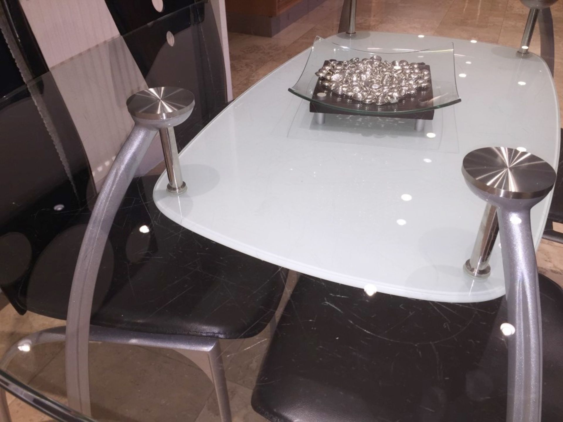 1 x Designer Glass-topped Dining Table And Chairs - Dimensions: 150cm x 84cm x Height 75cm Pls 4 - Image 5 of 5