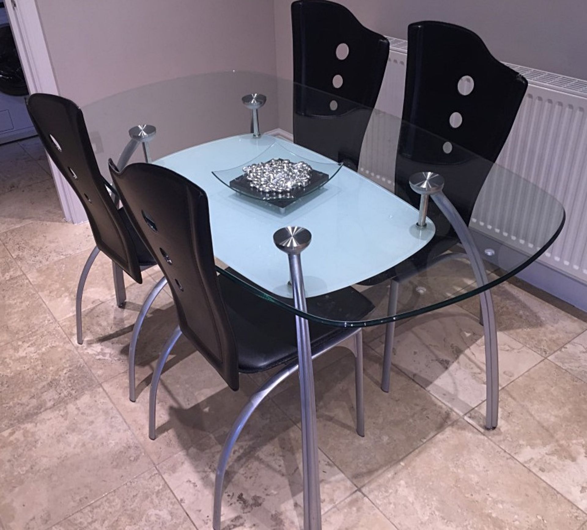 1 x Designer Glass-topped Dining Table And Chairs - Dimensions: 150cm x 84cm x Height 75cm Pls 4 - Image 2 of 5