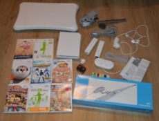 1 x Nintendo Wii Games Console With Wii Fit Board, Various Controllers, Accessories, Fishing Rods