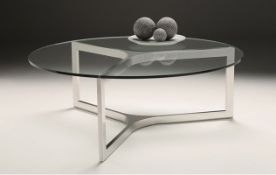 1 x Chelsom Revolve Coffee Table - CL081 - Laser Cut Polished Stainless Steel Base With Clear