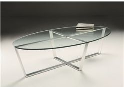 1 x Designer Chelsom ELLIPSE Coffee Table - CL081 - Stainless Steel Base With Clear Tempered Glass