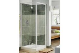 1 x Simpsons Supreme Pivot Shower Door With Side Panel - 600x600mm - White and Clear - Brand New