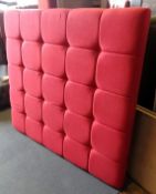1 x Bespoke Upholstered Button Back Headboard, Finished In A 100% Wool Covering - Colour: Bright Red