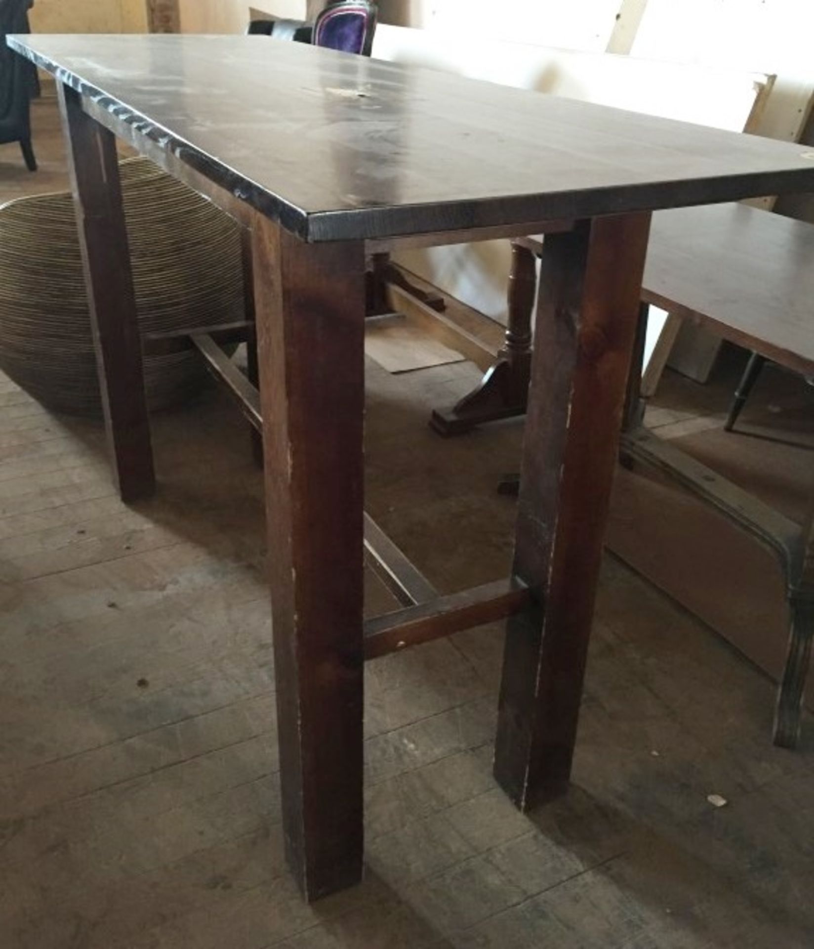 1 x Tall, Sturdy Rectangular Solid Wood Dining Table - Recently Taken From A Bar & Restaurant - Image 3 of 8