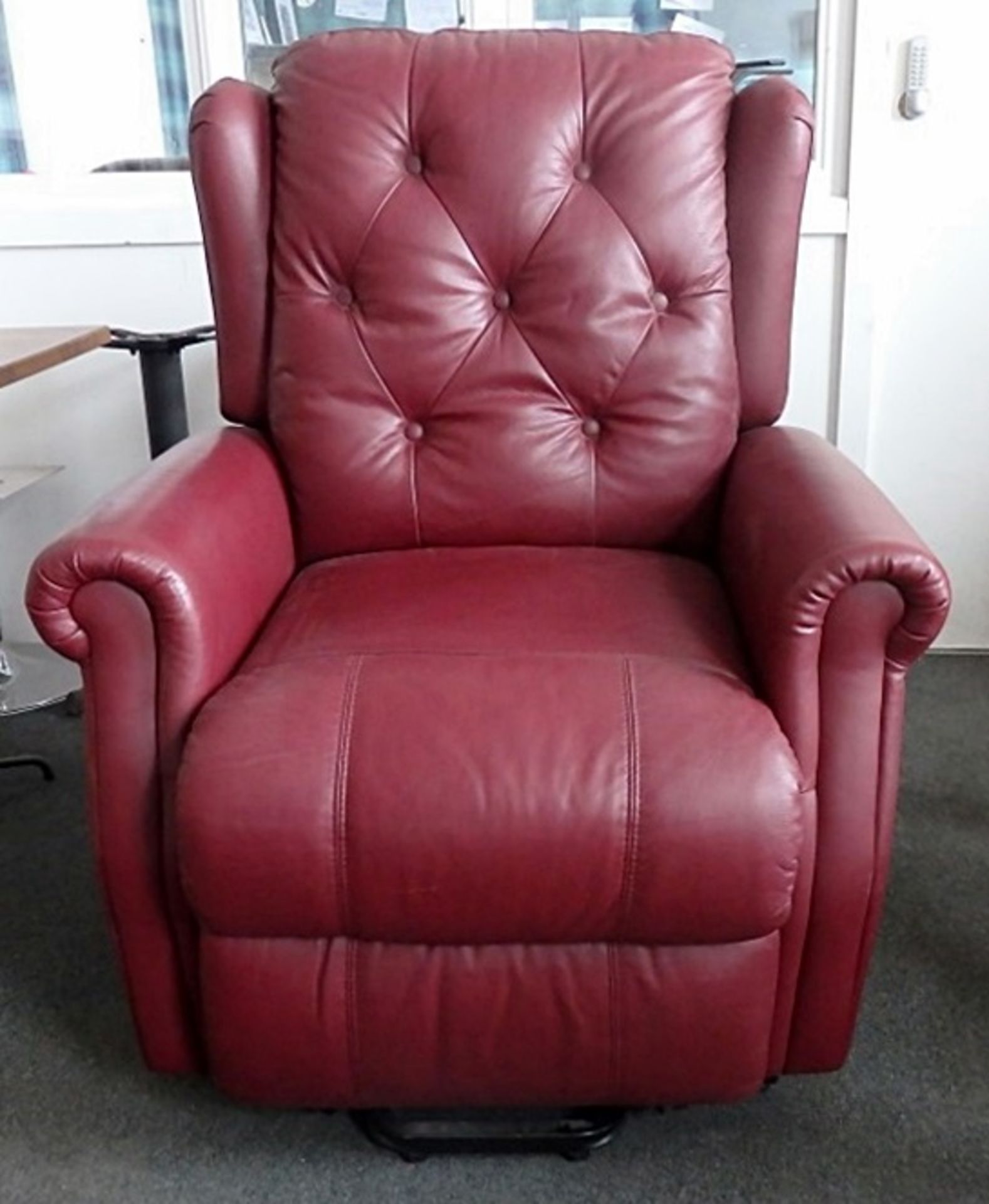1 x "Beatrice" Riser Recliner Chair By TCS - Upholstered In Genuine Italian Leather (Red) - Pocket