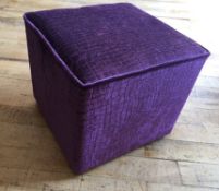 1 x Purple Alligator Chenille Print Cube Pouffe / Footstool - Dimensions: 37 x 37 x height 35cm-