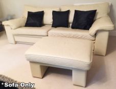 1 x 2 And A Half Seater Italian Cream Leather Sofa - Dimensions: Sofa 222 x 100 x Height 84 - NO VAT