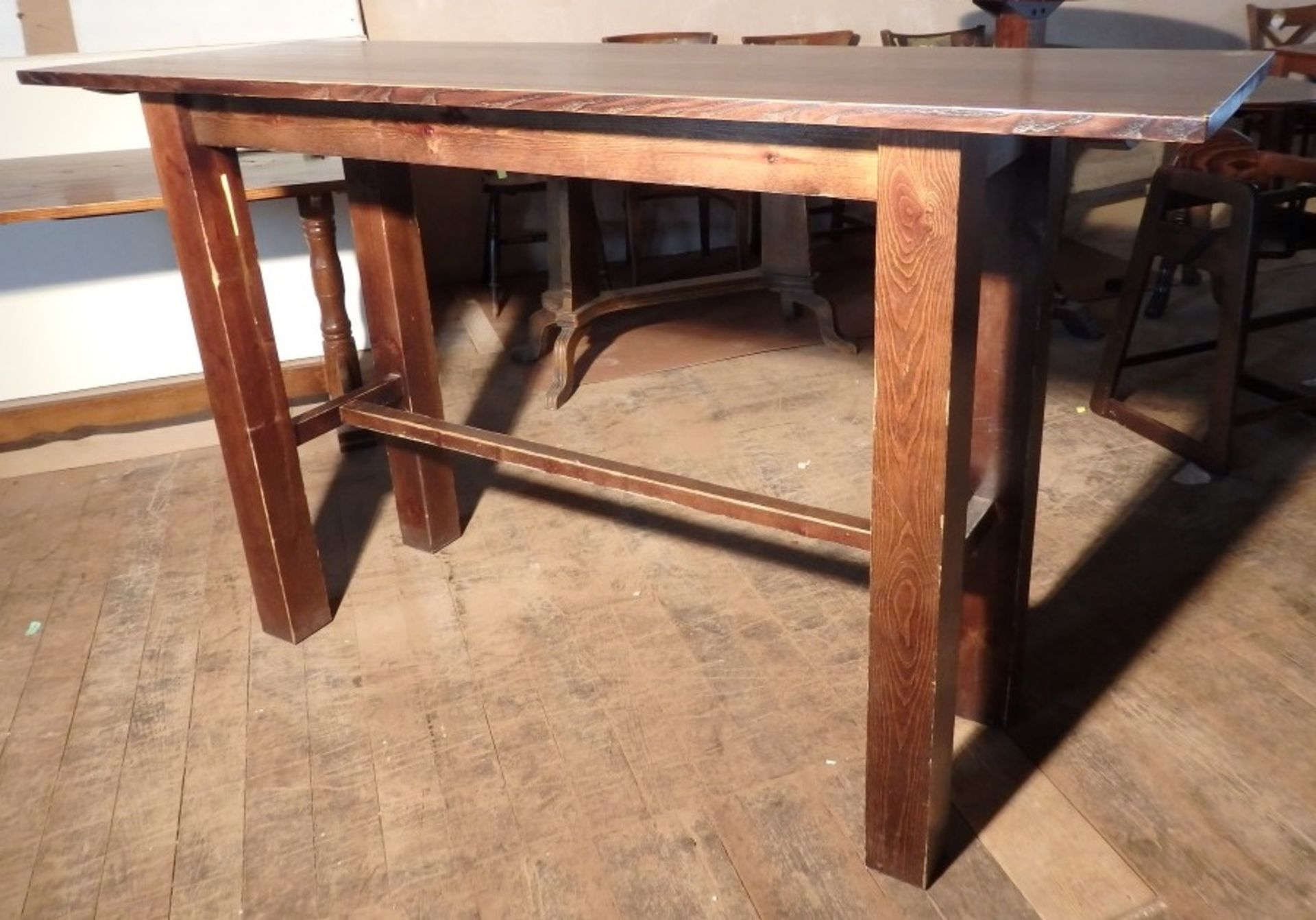 1 x Tall, Sturdy Rectangular Solid Wood Dining Table - Recently Taken From A Bar & Restaurant - Image 6 of 8