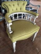 1 x Bespoke Handcrafted Chair - Richly Upholstered In A Green-Tweed-Style Fabric - Dimensions: To