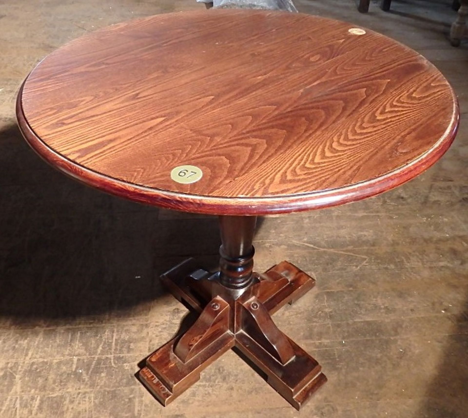 1 x Round Solid Wood Bistro Table - Recently Taken From A Bar & Restaurant Environment - Dimensions: