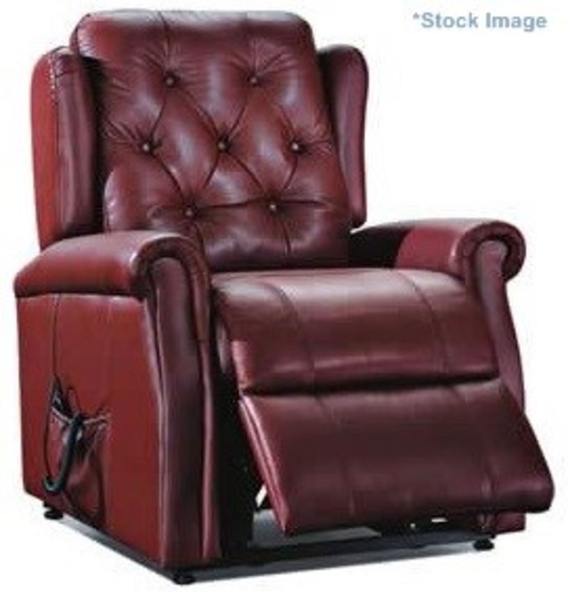 1 x "Beatrice" Riser Recliner Chair By TCS - Upholstered In Genuine Italian Leather (Red) - Pocket - Image 8 of 9