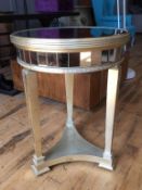 1 x Round Table With Glass Top And Mirror Glass Panels - Please Read Description - Dimensions: