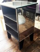 1 x Side Table With Mirrored Glass Top And Sides With Open Shelving - Dimensions: 40x32 x height