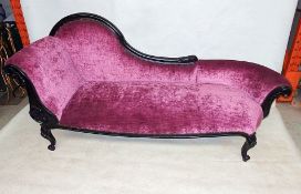 1 x Luxury French Inspired Chais - Colour Black Painted Frame With Magenta Chenille Upholstery -