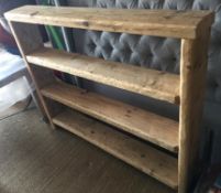 1 x Heavy Solid Timber Storage Shelving / Plate Rack - Dimensions: 150cm x 22cm x Height 122cm -