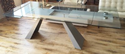 1 x Designer Glass Extending Table - Stunning Example - Dimensions: Length 170 (ext 250cm) x 90 x