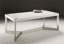 1 x Designer Chelsom BRERA Coffee Table - CL081 - Artic White Gloss Top With Stainless Steel